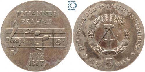 DDR 5 Mark 1972 - Johannes Brahms - stempelglanz - J.1540