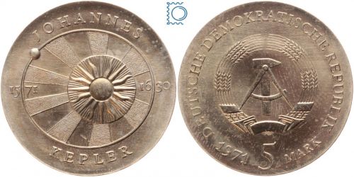 DDR 5 Mark 1971 - Johannes Kepler - stempelglanz - J.1534