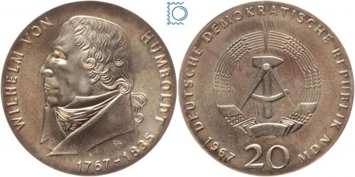 DDR 20 Mark 1967 - Wilhelm von Humboldt - stempelglanz - J.1520