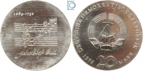 DDR 20 Mark 1975 - Johann Sebastian Bach - PROBE - stempelglanz - J.1555P