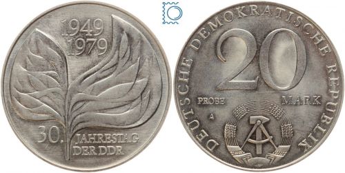 DDR 20 Mark 1979 - MOTIVPROBE 30 Jahre DDR - stempelglanz - J.1573P2