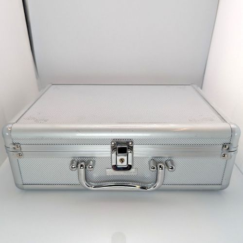 Alu-Münzkoffer silber - mit 6 blauen Tableus - mit 1x Schlüssel - passend für Leuchtturm Cargo S6 Einlagen