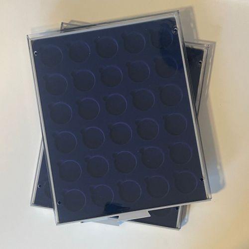 2x Primus Münzbox blau runde Vertiefungen - 30 Fächer x 34,5 mm 10€/10DM verkapselt - gebraucht
