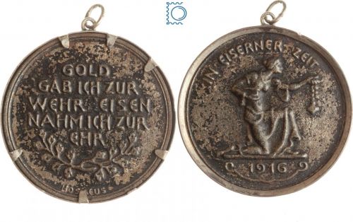 1916 Medaille In eiserner Zeit - Gold gab ich zur Wehr - Eisen nahm ich zur Ehr