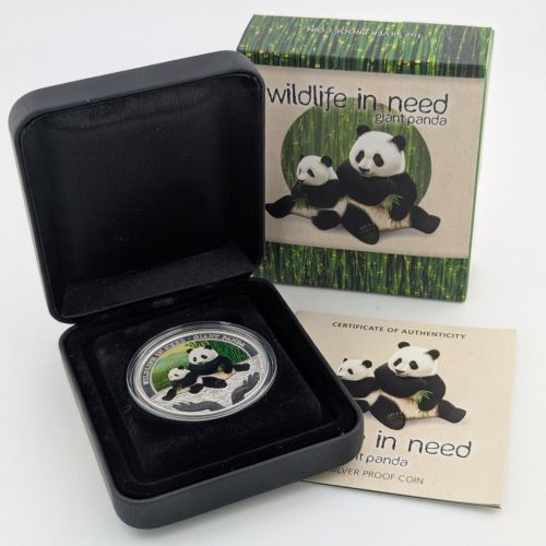 Tuvalu 1 Dollar 2011 | Wildlife in Need: Giant Panda | 1 oz Silber | Box + CoA