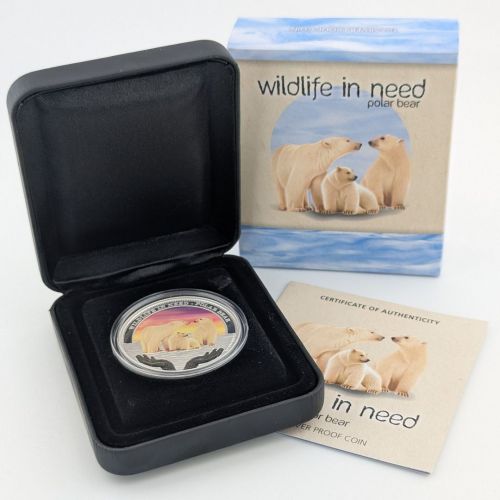 Tuvalu 1 Dollar 2012 | Wildlife in Need: Polar Bear | 1 oz Silber | Box + CoA