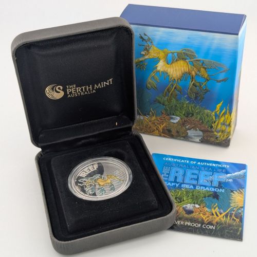 Tuvalu 50 cents 2009 | Australian Sea Life Leafy Sea Dragon| Silber Münze | Box + CoA