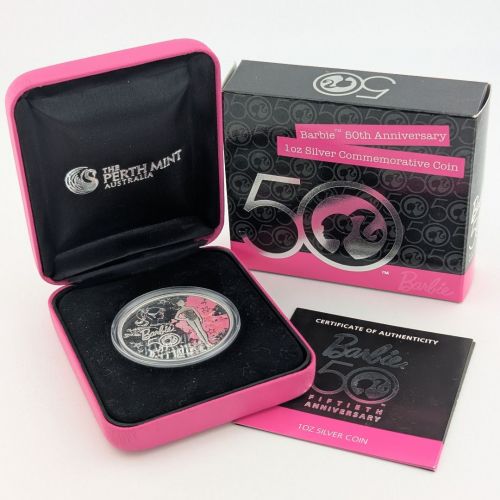 Tuvalu 1 Dollar 2009 | Barbie 50th Anniversary | 1 oz Silber | Box + CoA