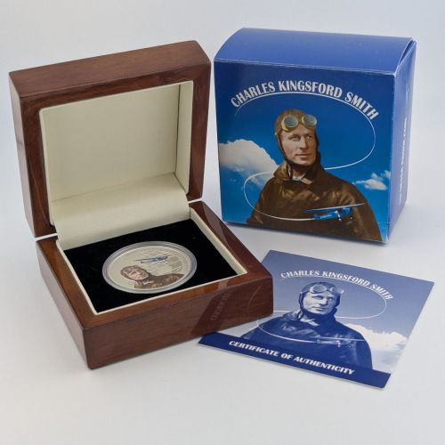 Tuvalu 1 Dollar 2010 | Charles Kingsford Smith | 1 oz Silber | Box + CoA