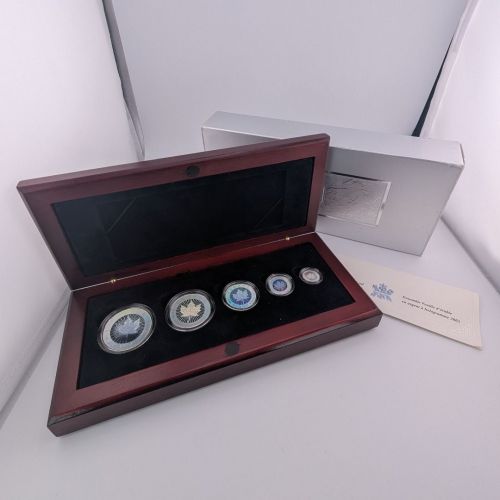 Kanada 15 Dollar 2003 | Maple Leaf Hologram Set | 5 Silber Münzen| Box + CoA