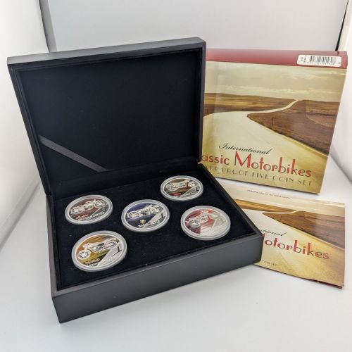 Tuvalu 5 x 1 Dollar 2008 | International Classic Motorbikes | 5 x 1 oz | Box + CoA