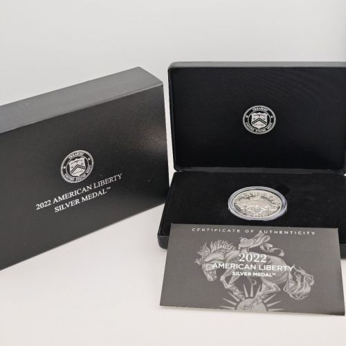 USA 2022 American Liberty 1 Oz Silber Medaille Silber Medal - PP Proof Box & COA