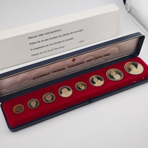 SCHWEIZ Helvetia 1979 Kursmünzensatz KMS PP – in Münzschatulle