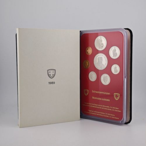 SCHWEIZ Helvetia 1989 Kursmünzensatz KMS PP – in Hartplastik
