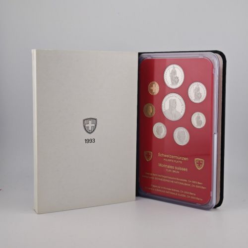 SCHWEIZ Helvetia 1993 Kursmünzensatz KMS PP – in Hartplastik