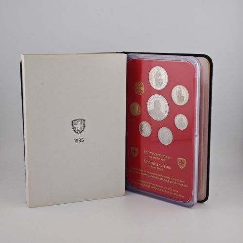 SCHWEIZ Helvetia 1995 Kursmünzensatz KMS PP – in Hartplastik