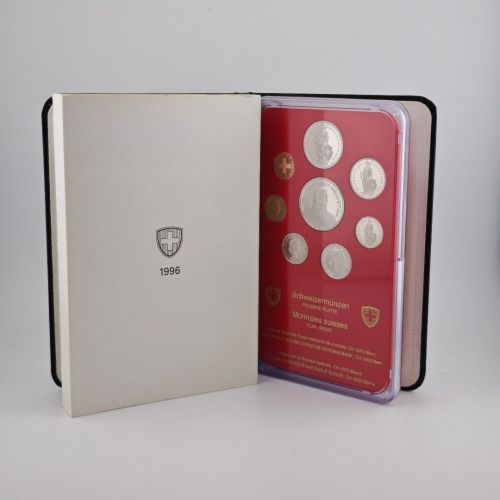 SCHWEIZ Helvetia 1996 Kursmünzensatz KMS PP – in Hartplastik