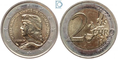 Monaco 2 Euro 2012 - 500 Jahre Unabhängigkeit - Lucien Grimaldi stempelglanz