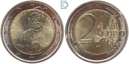 San Marino 2 Euro 2007 - Giuseppe Garibaldi - stempelglanz
