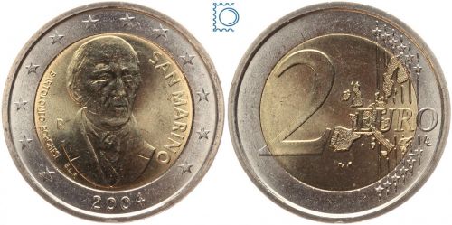 San Marino 2 Euro 2004 - Bartolomeo Borghesi - stempelglanz