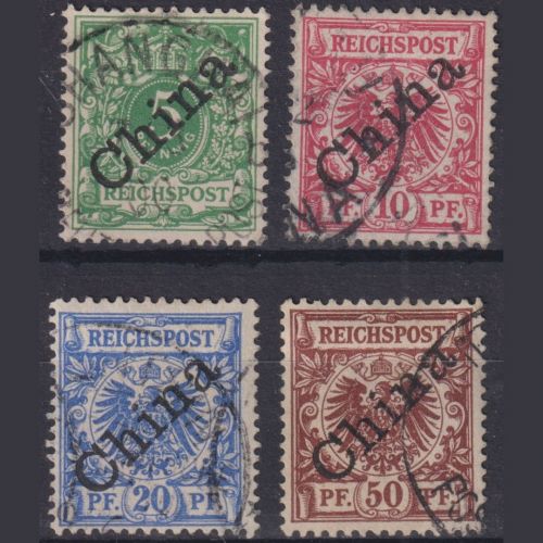 Deutsch Post in China - MiNr. 2I, 3I, 4I, 6I gestempelt (Aufdruck 45° diagonal)