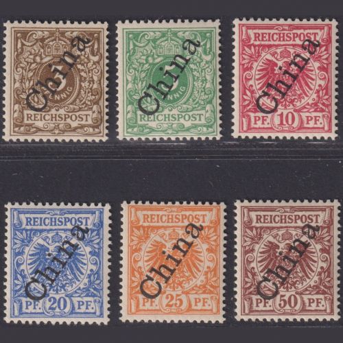 Deutsch Post in China - MiNr. 1-6 II postfrisch (Aufdruck 56° diagonal)