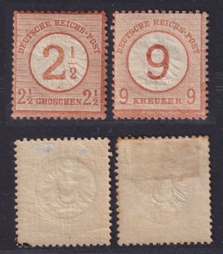 Dt. Reich Brustschild Nr. 29+30 ungebraucht, 2 1/2 + 9 Gr. großer Schild