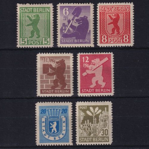 SBZ, Michel Nr. 1-7 B ungebraucht - Bären durchstochen