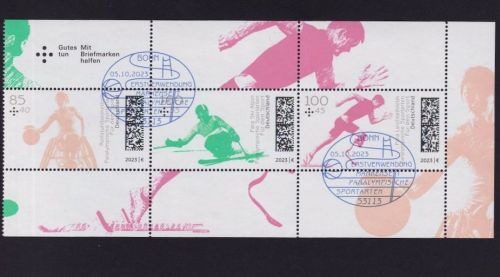 Bund 3762-64 H-Blatt 59 ungefaltet aus MH 126 gestempelt - Sporthilfe 2023