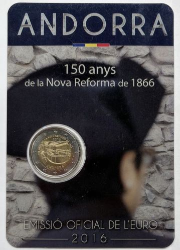 ANDORRA 2 Euro 2016 - 150 Jahre Neue Reform - original OVP in Coincard
