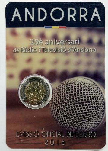 ANDORRA 2 Euro 2016 - 25 Jahre Radio und Fernsehen - original OVP in Coincard