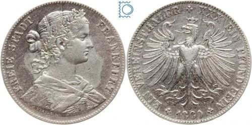 Freie Stadt Frankfurt - Vereinsthaler - Taler 1860 - Frauenkopf - Silber