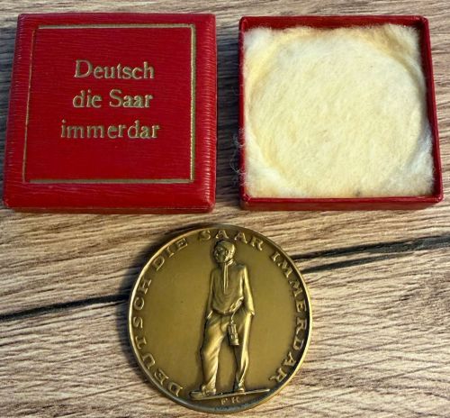 Bronzemedaille Volksabstimmung Saarland 1935 | Deutsch die Saar immerdar | mit Etui