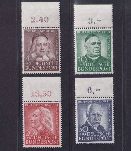 Bund, Michel Nr. 173-176 Oberrand postfrisch - Helfer der Menschheit (IV)