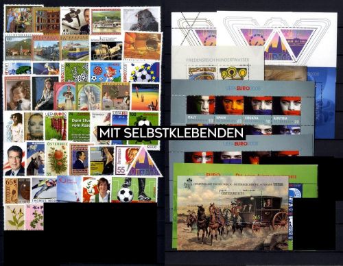 Österreich Jahrgang 2008 postfrisch komplett – mit Selbstklebenden