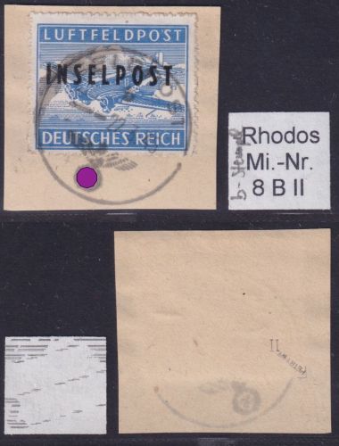 Feldpost Inselpost Rhodos MiNr 8 B II gestempelt, geprüft Petry BPP