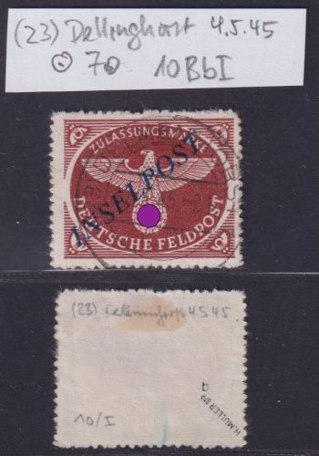 Feldpost Inselpost MiNr 10 B b I gestempelt geprüft Müller BPP - Dellinghorst 4.5.45