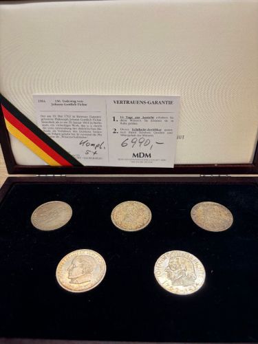 BRD 5 Mark die ersten fünf Germanisches Museum bis Fichte 1952,55,57,64 ss-vz