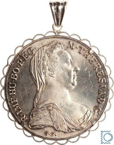 Maria Theresia Taler 1780 mit Fassung und Anhänger für Halskette