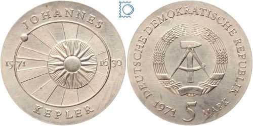 DDR 5 Mark 1971 - Johannes Kepler - stempelglanz - J.1534