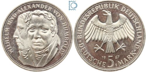 5 DM Gebrüder Humboldt 1967 F - PP Polierte Platte