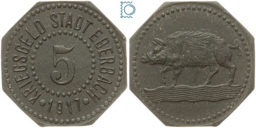 Notgeld Deutschland, Eberbach, 5 Pfennig 1917 - ERHALTUNG!
