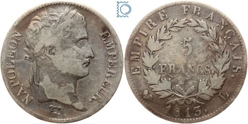 Frankreich 5 Francs 1813 L Bayonne - Napoleon I. 1804-1814, 1815