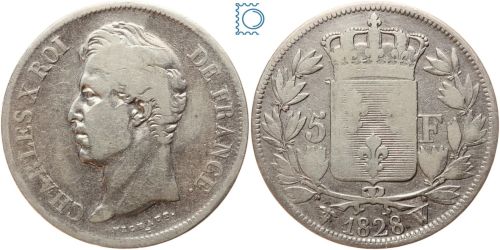 Frankreich 5 Francs 1828 W Lille - Charles X 1827-1830
