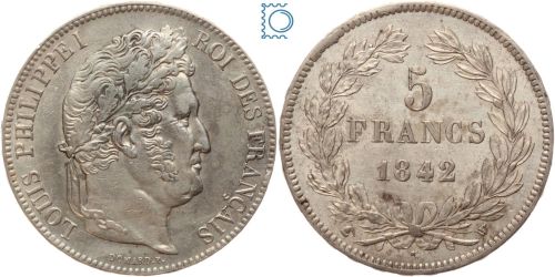 Frankreich 5 Francs 1842 W Lille - Charles X 1827-1830