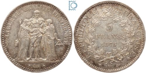 Frankreich 5 Francs 1875 A Paris - Herkules Hercule 3. Republik
