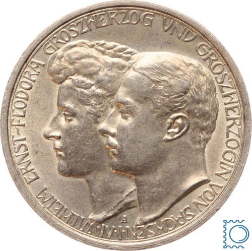 Sachsen Weimar Eisenach, 3 Mark 1910 A Großherzog Wilhelm Ernst Hochzeit Feodora