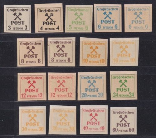 Lokalausgaben Grossräschen 1946, MiNr. 31-42 postfrisch mit Farben