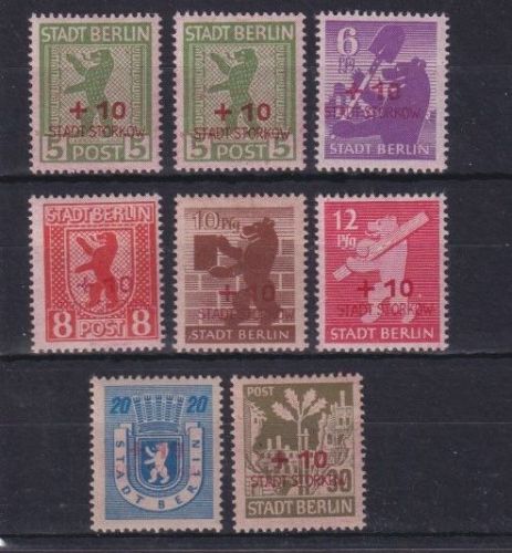 Lokalausgaben Storkow 1946 - Michel Nr. 1-8 postfrisch - Berlin Bärenausgabe
