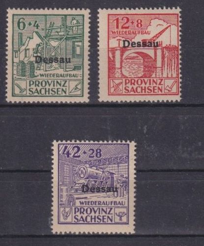 Deutsche Lokalausgaben 1946 - Dessau Nr. I - III postfrisch - Spendenmarke